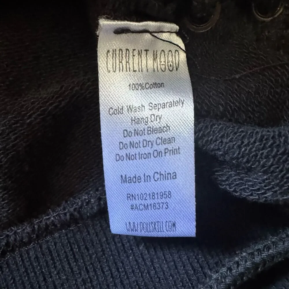 Dolls Kill Current Mood America Eagle Black Oversized Sweatshirt Size Large Goth - Picture 5 of 6